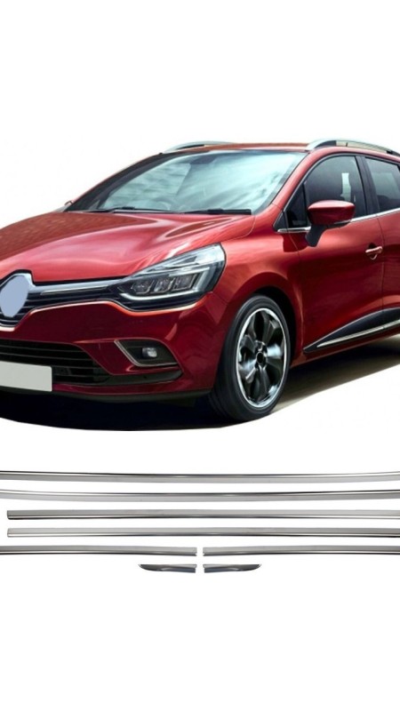 Renault Clio 4 Krom Malzeme Cam Çıtası Sw 2012-2020 Arası Modeller ile Uyumlu 