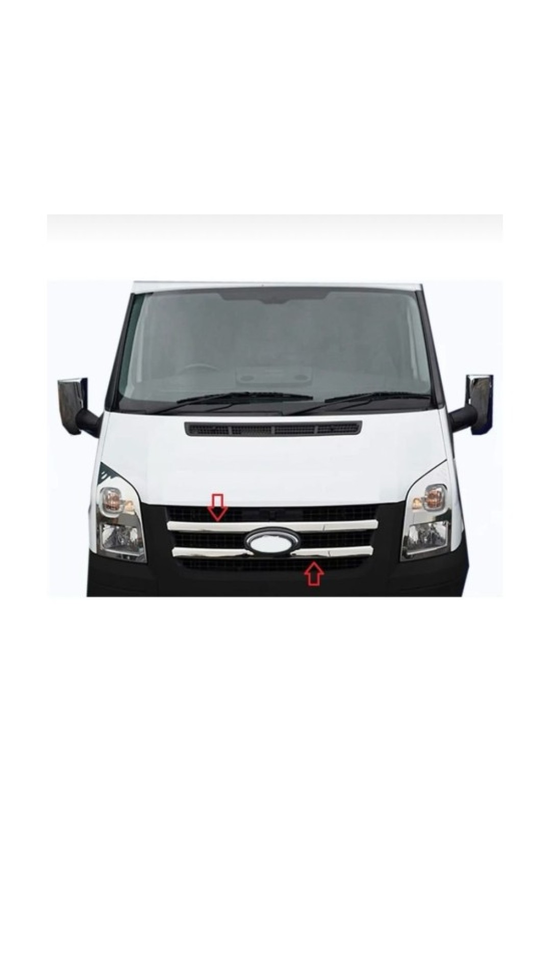Ford Transit Krom Ön Panjur 2007-2013 Model Aralığı Uyumlu Parlak Paslanmaz Çelik
