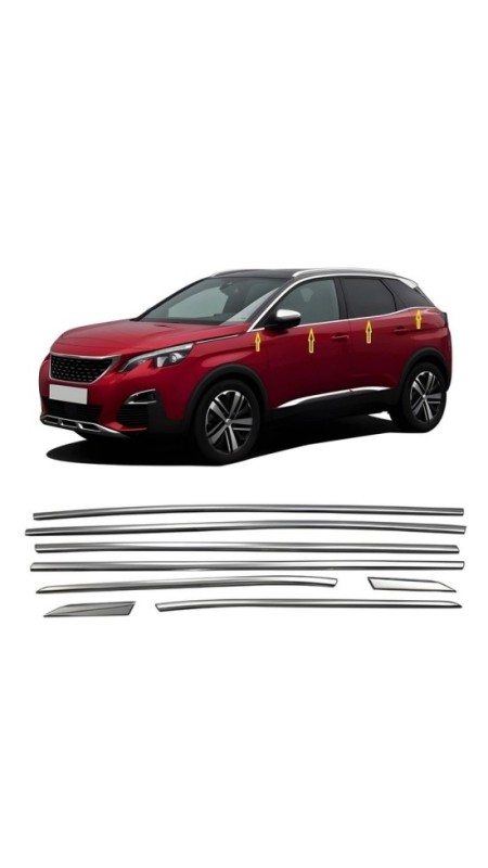 Peugeot 3008 Krom Cam Çıtası 2016 Üzeri Uyumlu Paslanmaz Çelik 