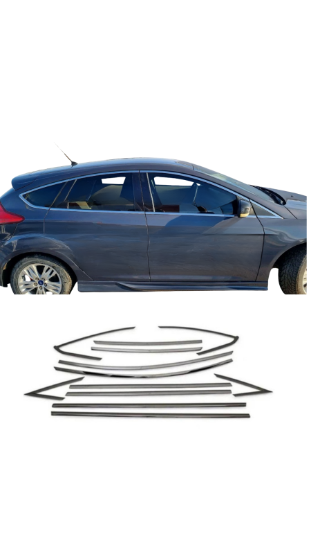 Ford Focus 3 Hb Krom Cam Çerçeve Tam Tur 2011-2017 Uyumlu 