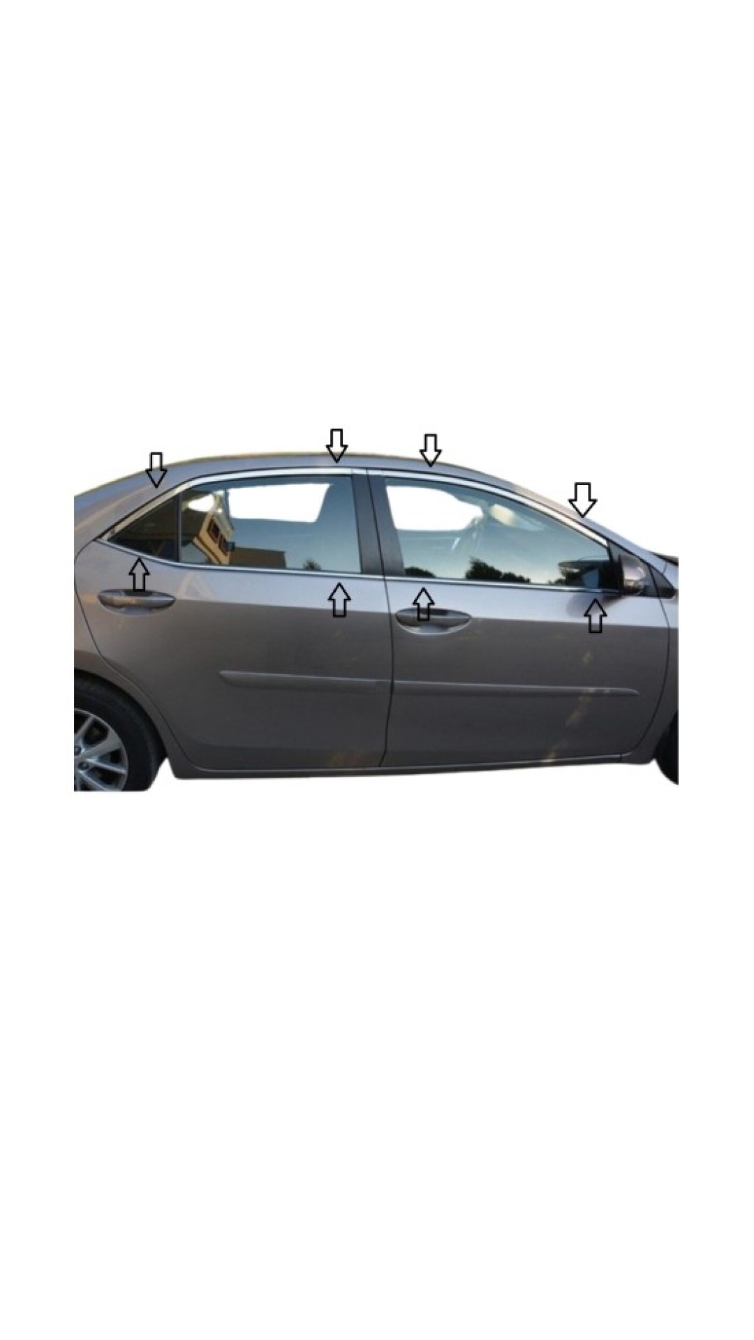 Toyota Corolla Krom Cam Çerçeve 2013-2018 Model Aralığı Uyumlu Parlak Paslanmaz Çelik
