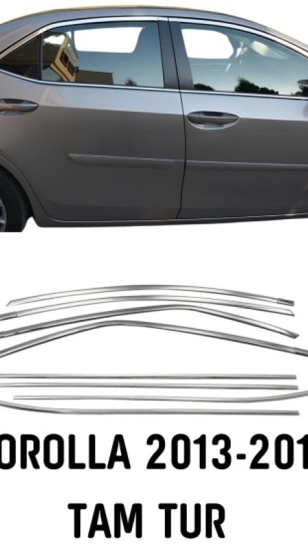 Toyota Corolla Krom Cam Çerçeve 2013-2018 Model Aralığı Uyumlu Parlak Paslanmaz Çelik 
