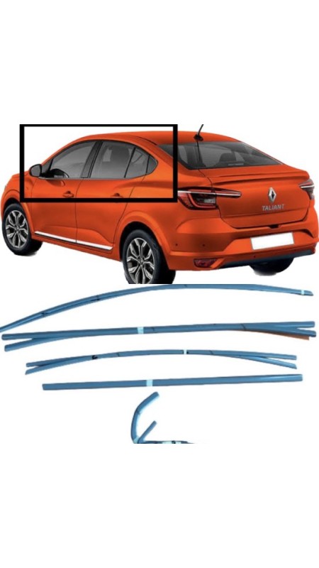 Renault Taliant Krom Cam Çerçevesi 16 Parça Tam Tur Paslanmaz Çelik 