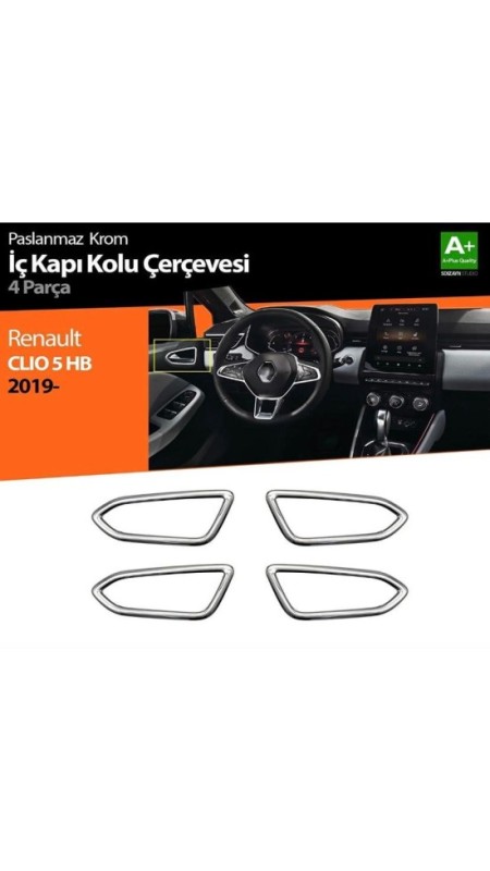 Renault Clio 5 İç Kapı Kolu Çerçevesi 2019 Üzeri Paslanmaz Çelik 
