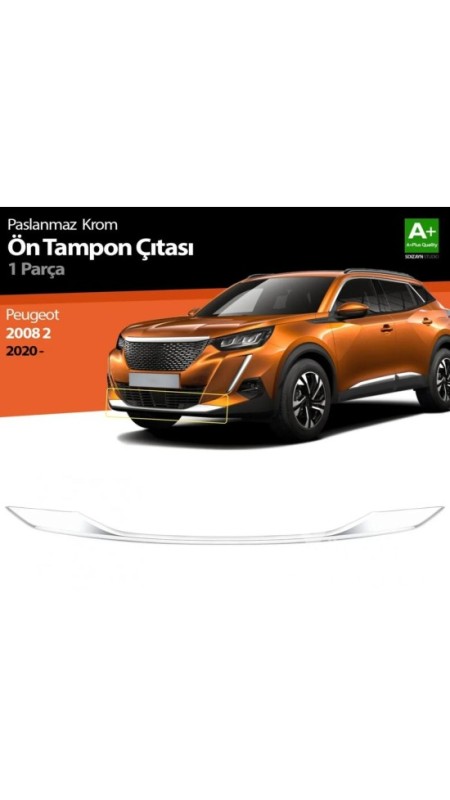 Peugeot 2008 Krom Ön Tampon Çıtası 2020 Üzeri Uyumlu