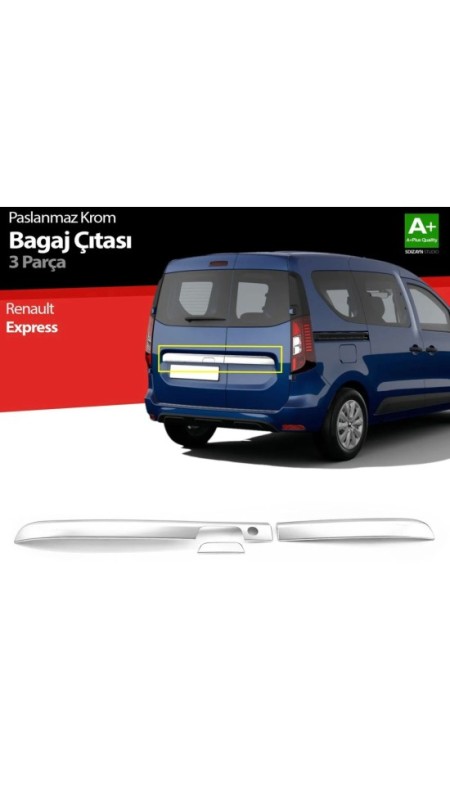 Renault Express Krom Bagaj Çıtası 2021 Üzeri Parlak Paslanmaz Çelik 