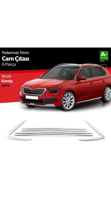 Skoda Kamiq Krom Cam Çıtası 6 Prç 2019 Üzeri Paslanmaz Çelik 
