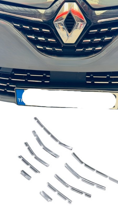 Renault Clio 5 Krom Parlak Ön Tampon Çıtası 10 Parça 2019 Üzeri 