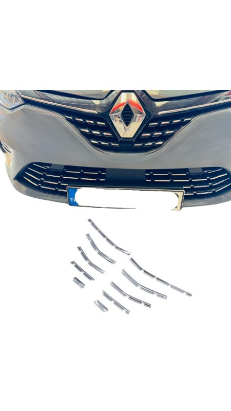 Renault Clio 5 Krom Parlak Ön Tampon Çıtası 10 Parça 2019 Üzeri 