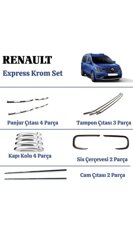 Renault Express Krom Set 2021 Üzeri Uyumlu Paslanmaz Çelik 