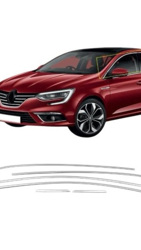  Renault Megane 4 Krom Cam Üst Çıtası 2016-2023 Model Aralığı Uyumlu Paslanmaz Çelik 