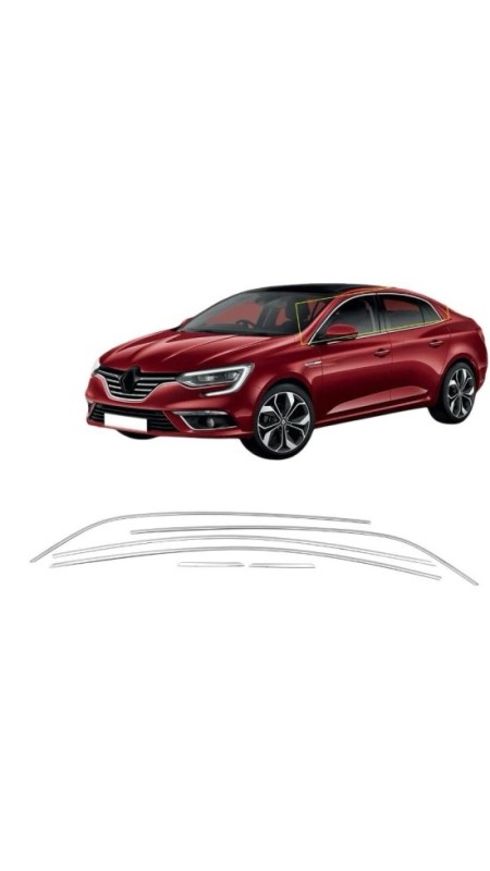  Renault Megane 4 Krom Cam Üst Çıtası 2016-2023 Model Aralığı Uyumlu Paslanmaz Çelik 