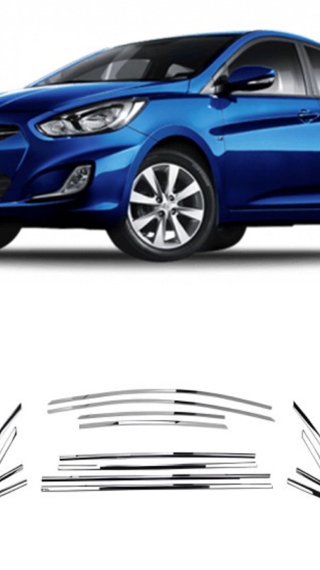 Hyundai Accent Blue Krom Cam Çerçeve Tam Tur 2011-2019 Model  Aralığı Uyumlu 