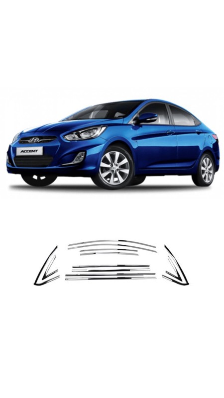 Hyundai Accent Blue Krom Cam Çerçeve Tam Tur 2011-2019 Model  Aralığı Uyumlu 