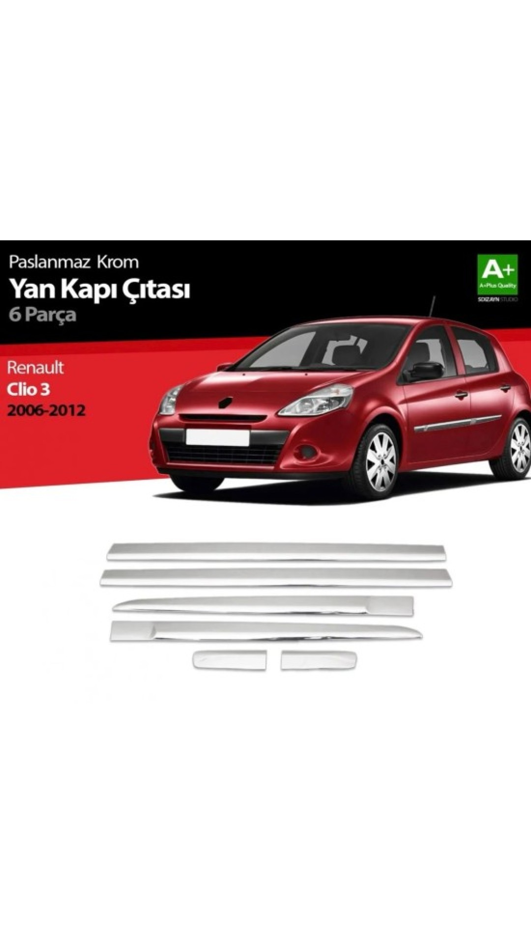 Renault Clio 3 Hb Krom Yan Kapı Çıtası 2006-2012 Uyumlu