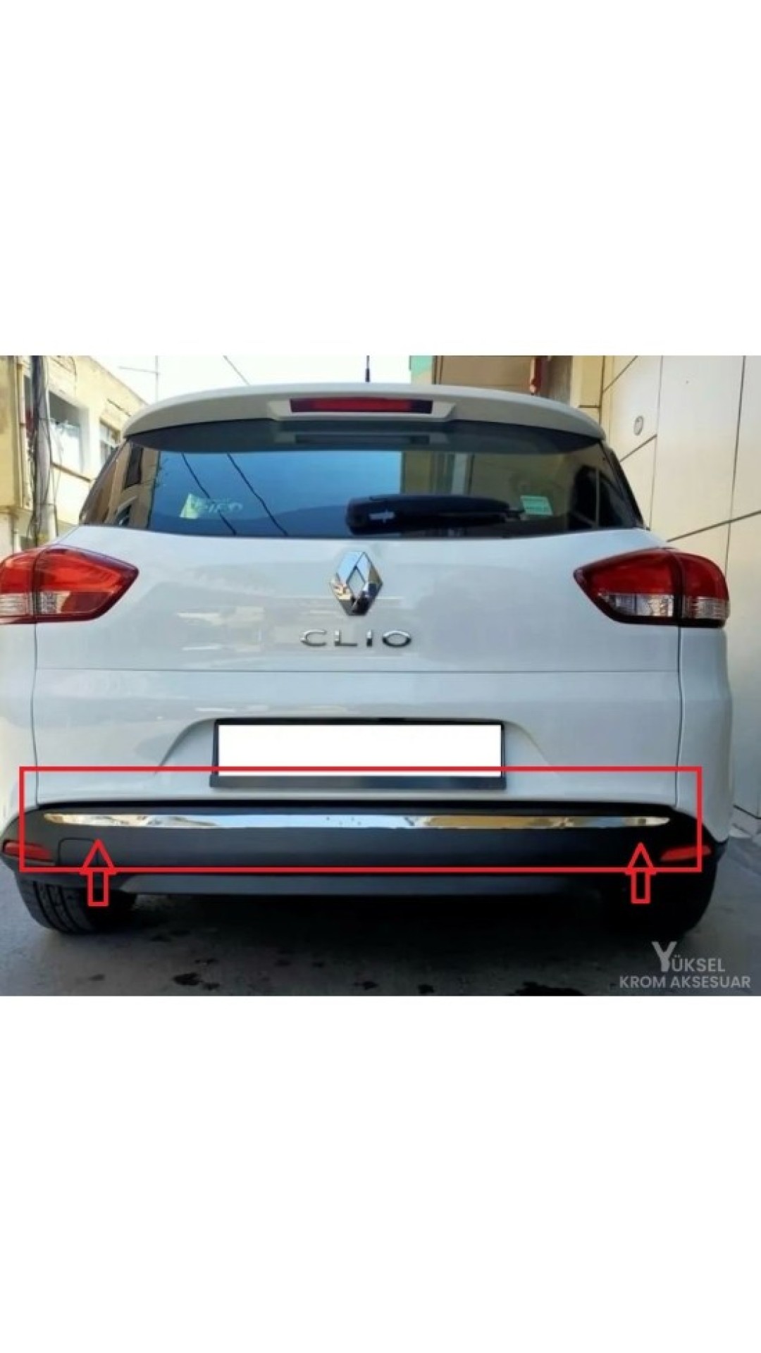 Renault Clio 4 Sw Krom Arka Tampon Çıtası 2012-2019 Model Aralığı Uyumlu