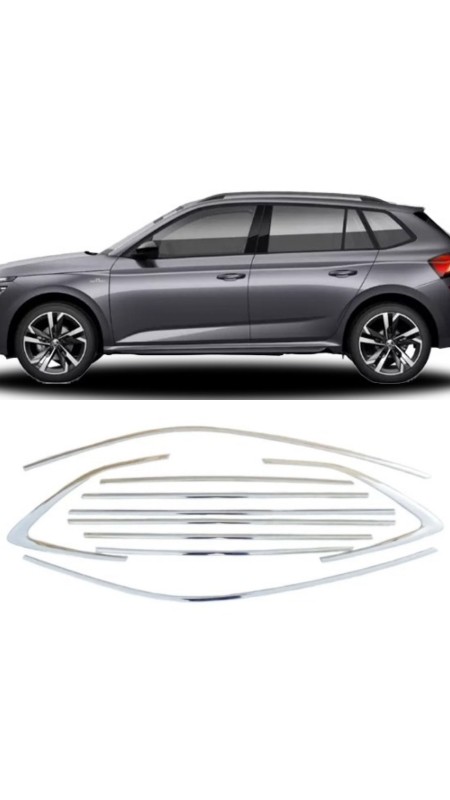 Skoda Kamiq Krom Cam Çerçeve Nikelajı Tam Tur 2019 Model Üzeri Uyumlu 