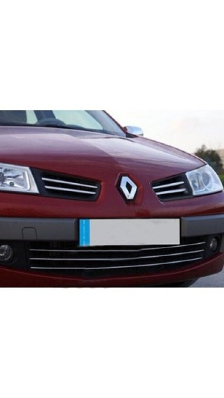 Renault Megane 2 Krom Ön Panjur 4 Parça 2006-2010 Model Aralığı Uyumlu Parlak Paslanmaz Çelik 