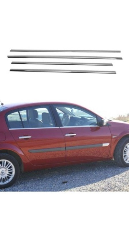 Renault Megane 2 Krom Cam Çıtası 2004-2010 Uyumlu Paslanmaz Çelik