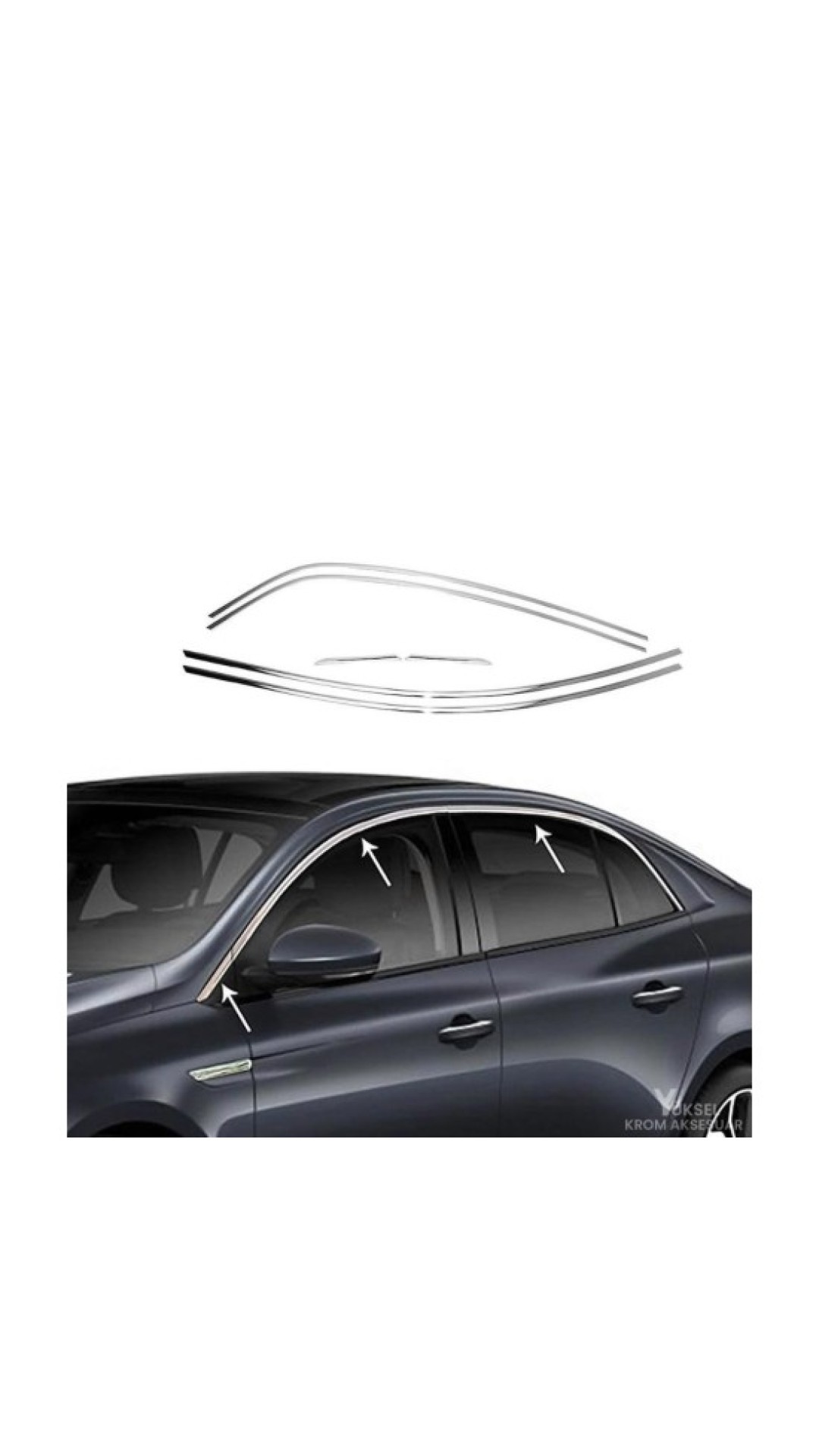 Renault Megane 4 Krom Cam Üst Çıtası 2016-2023 Model Aralığı Uyumlu Paslanmaz Çelik