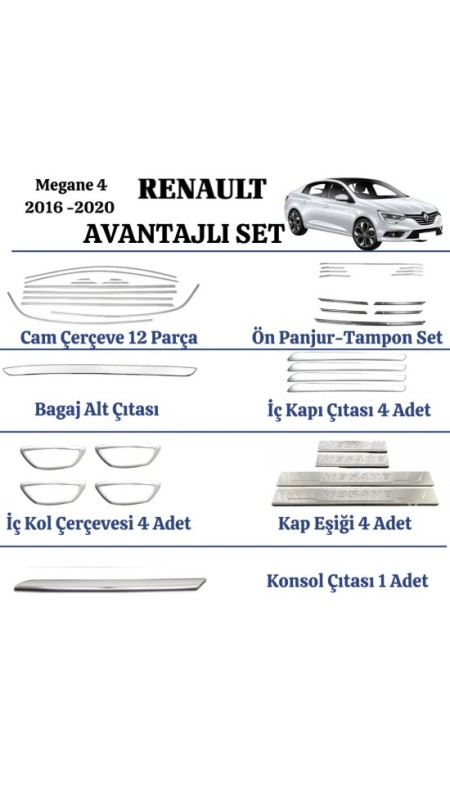 Renault Megane 4 Krom Avantajlı Full Set 2016-2020 Uyumlu