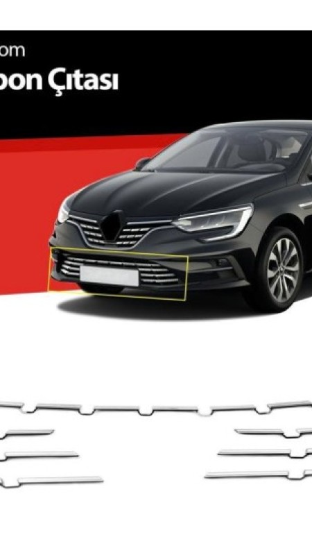 Renault Megane 4 Krom Ön Tampon Çıtası 2020 Üzeri Uyumlu Paslanmaz Çelik
