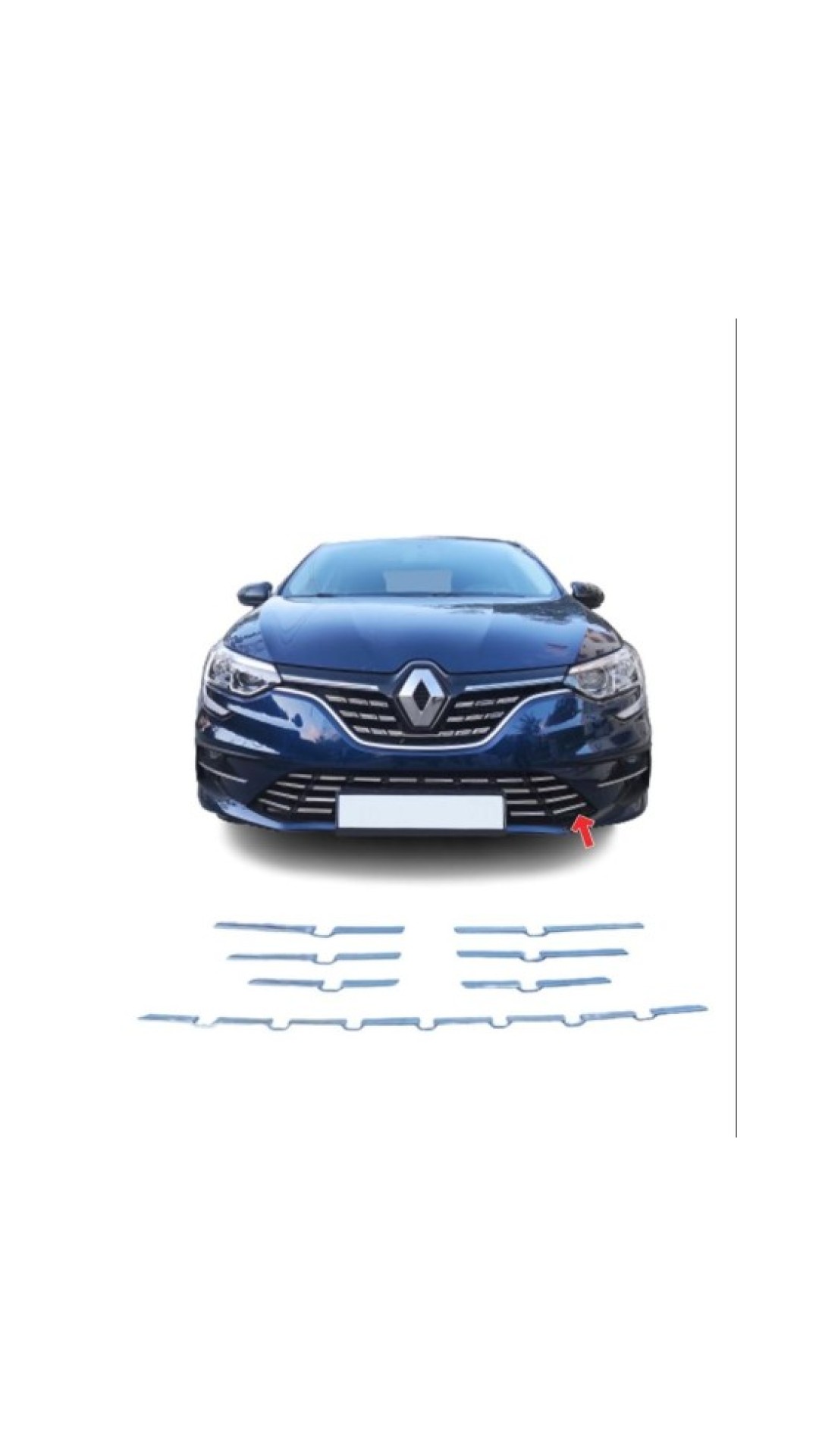Renault Megane 4 Krom Ön Tampon Çıtası 2020 Üzeri Uyumlu Paslanmaz Çelik