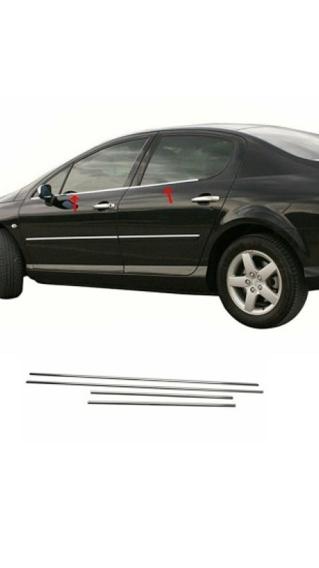 Peugeot 407 Krom Cam Çıtası 2004-2010 Model Aralığı Uyumlu Parlak Paslanmaz Çelik 