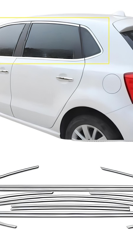 Volkswagen Polo 2009-2017 Uyumlu Krom Cam Çerçeve Tam Tur 