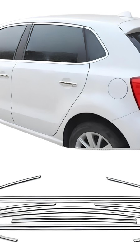 Volkswagen Polo 2009-2017 Uyumlu Krom Cam Çerçeve Tam Tur 