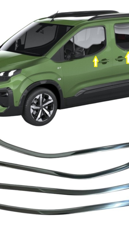 Peugeot Rifter Krom Cam Çıtası 4 Parça Paslanmaz Çelik 