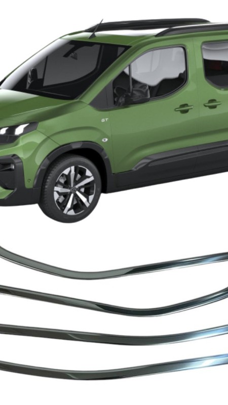 Peugeot Rifter Krom Cam Çıtası 4 Parça Paslanmaz Çelik 