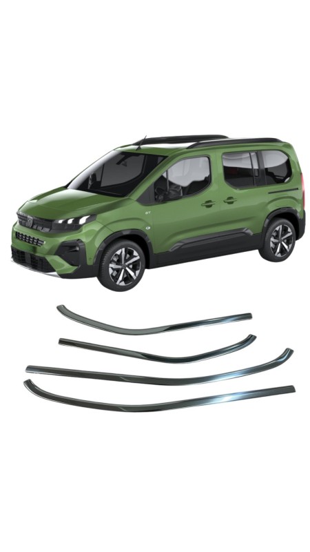 Peugeot Rifter Krom Cam Çıtası 4 Parça Paslanmaz Çelik 