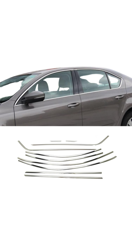 Skoda Octavia A7 Krom Cam Çerçeve Tam Tur 2013-2019 Uyumlu 