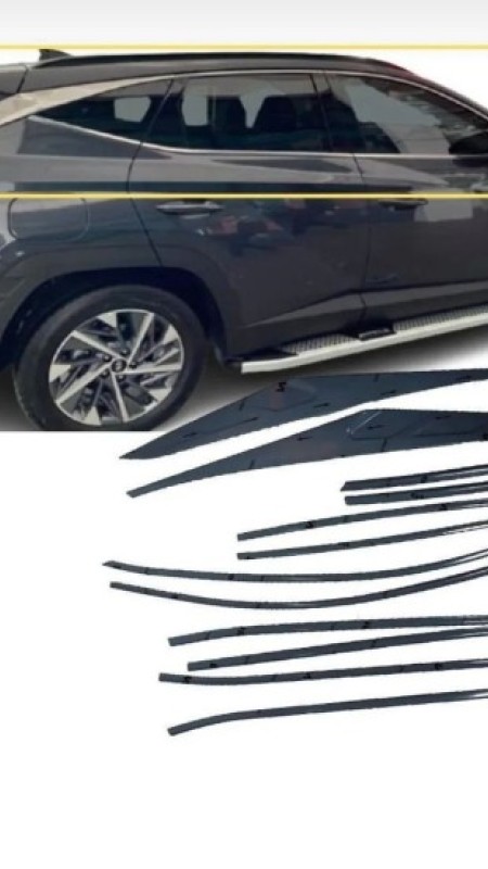 Hyundai Tucson Krom Cam Çerçeve Nikelajı 2021 Model Üzeri Tam Tur 