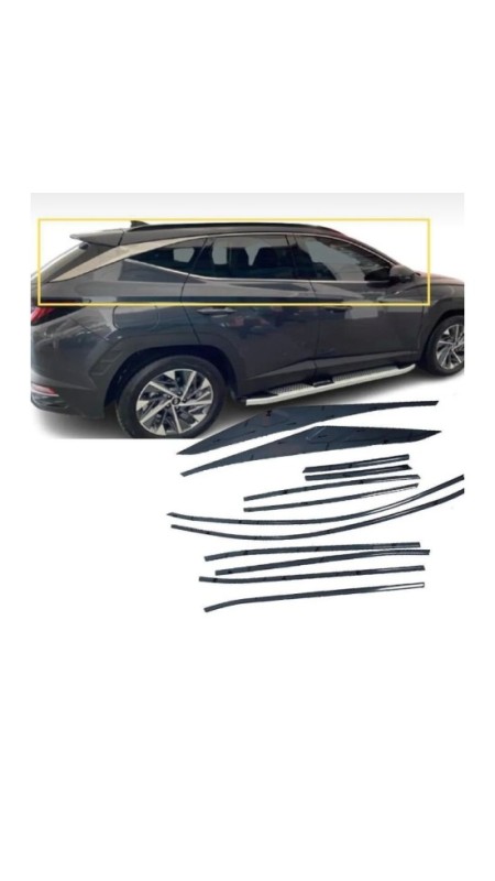 Hyundai Tucson Krom Cam Çerçeve Nikelajı 2021 Model Üzeri Tam Tur 