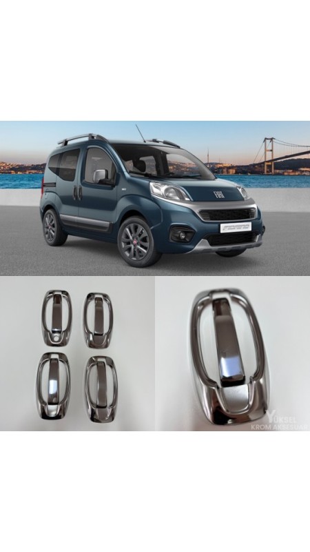 Fiat Fiorino Krom Kapı Kolu Set 8 Parça 2008-2024 Model Aralığı Uyumlu Parlak Paslanmaz Çelik 