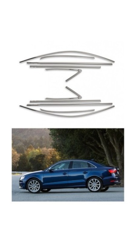 Audi A3 Krom Cam Çerçeve Nikelajı Tam Tur 2012-2021 Model Aralığı Uyumlu Parlak Paslanmaz Çelik 