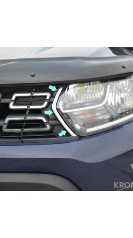 Dacia Duster Krom Parlak Ön Panjur Köşesi 2018 Model Üzeri Uyumludur 