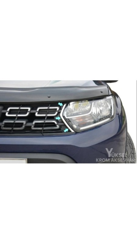 Dacia Duster Krom Parlak Ön Panjur Köşesi 2018 Model Üzeri Uyumludur 