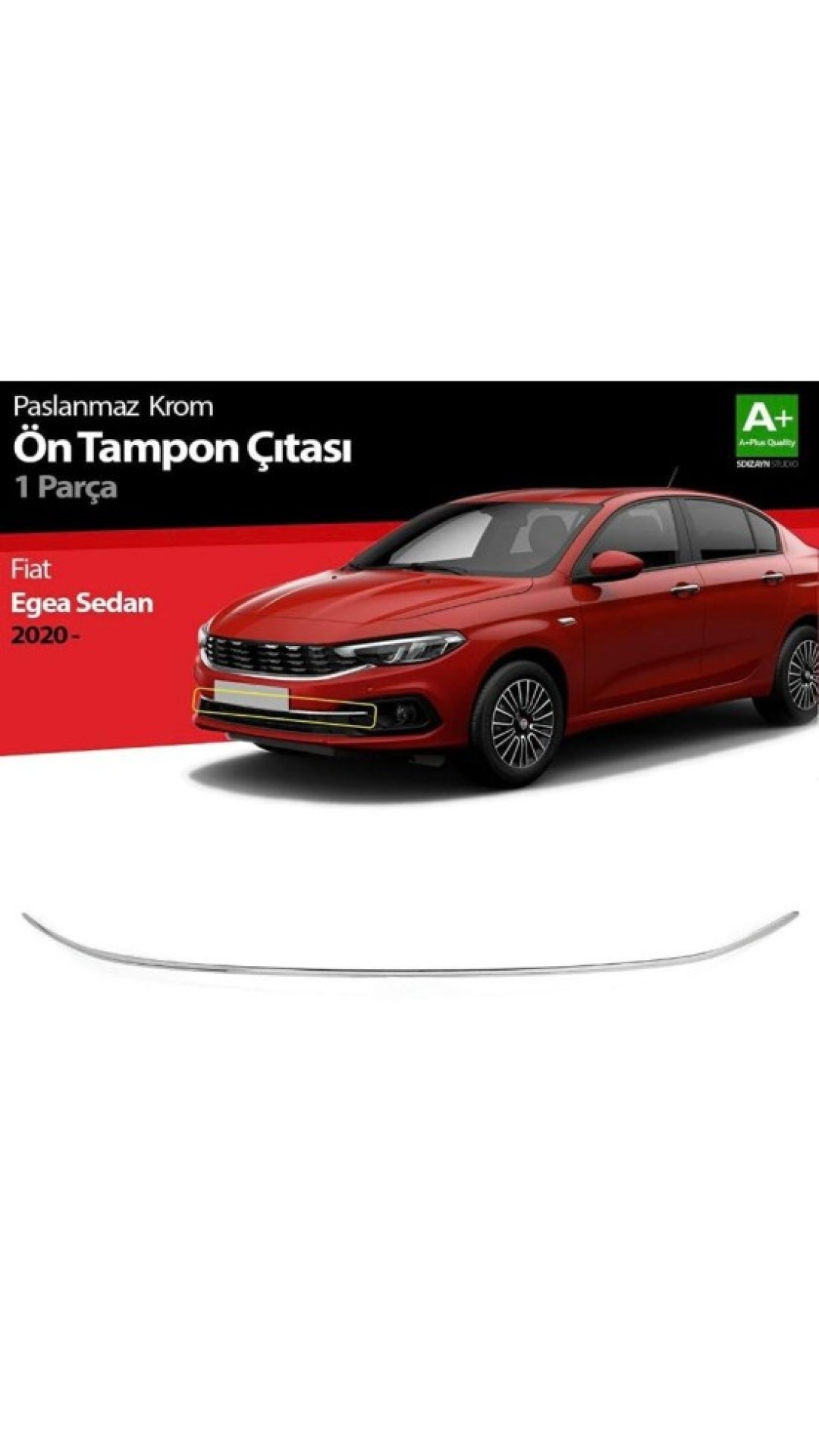Fiat Egea Sedan Krom Ön Tampon Çıtası 2020 Model Üzeri Uyumlu