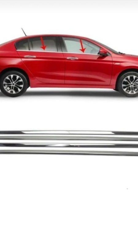 Fiat Egea Krom Cam Çıtası 4 Adet 2015-2023 Model Aralığı Uyumlu