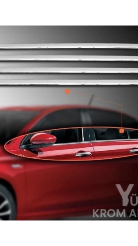 Fiat Egea Krom Cam Çıtası 4 Adet 2015-2023 Model Aralığı Uyumlu