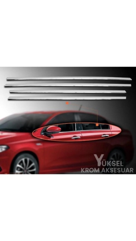 Fiat Egea Krom Cam Çıtası 4 Adet 2015-2023 Model Aralığı Uyumlu