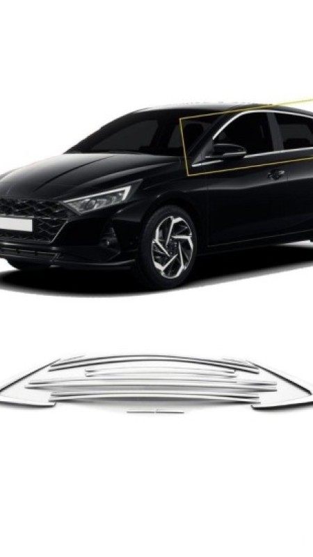 Hyundai İ20 Krom Cam Çerçevesi Nikelajı Tam Tur 2020 Model Üzeri Uyumlu