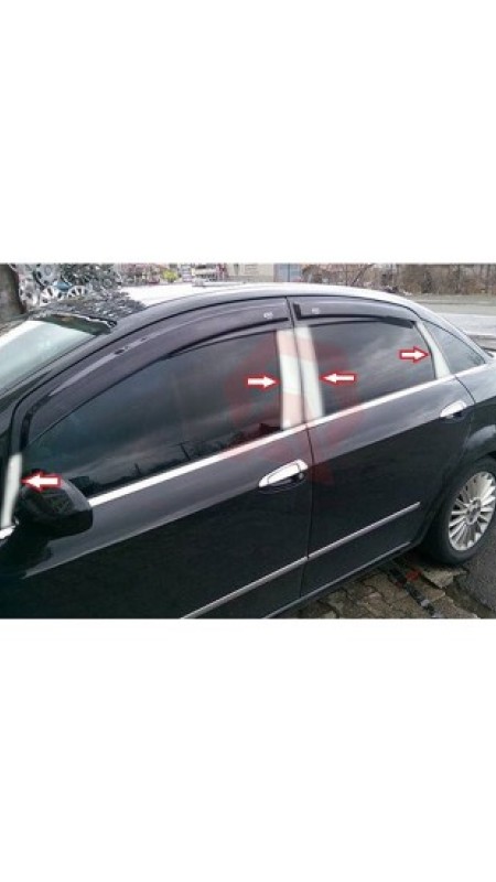 Fiat Linea Krom Kapı Direği 8 Parça 2007 Üzeri Parlak Paslanmaz Çelik 