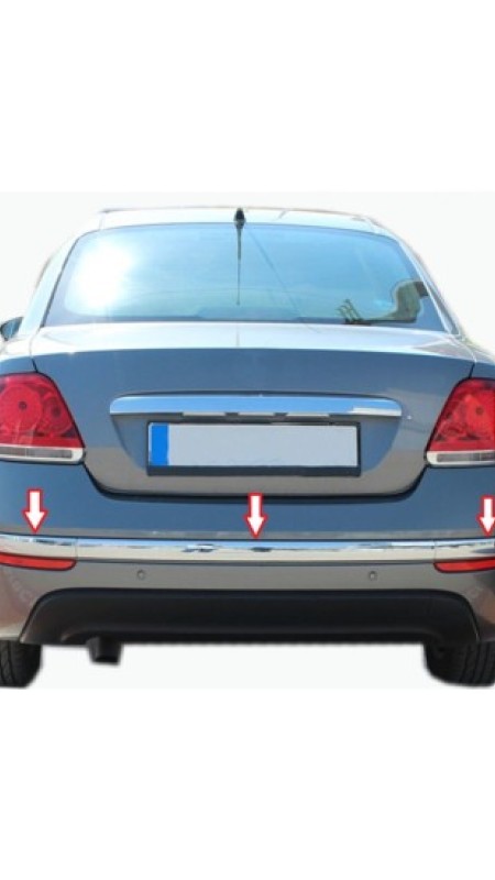 Fiat Linea Krom Arka Tampon Çıtası 3 Parça 2011 Üzeri Uyumlu 