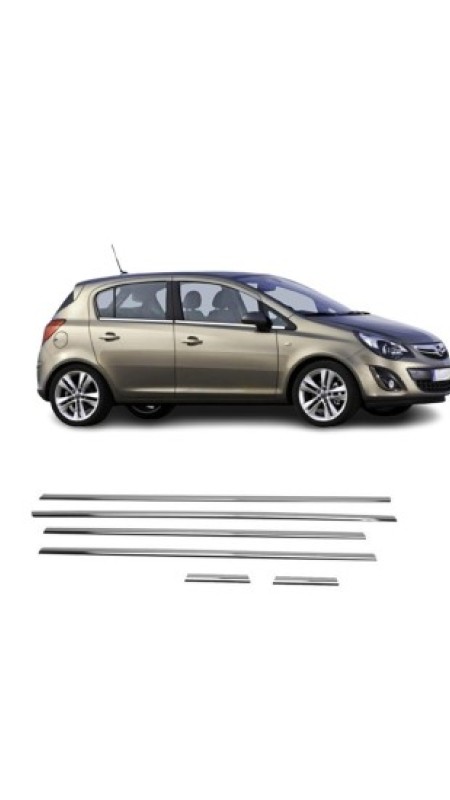 Opel Corsa D Krom Cam Çıtası 6 Parça 2006-2015 Model Aralığı Uyumlu Parlak Paslanmaz Çelik 
