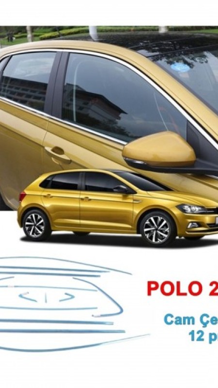 Volkswagen Polo 6 Krom Cam Çerçevesi 2018-2021 Model Aralığı Uyumlu Parlak Paslanmaz Çelik 