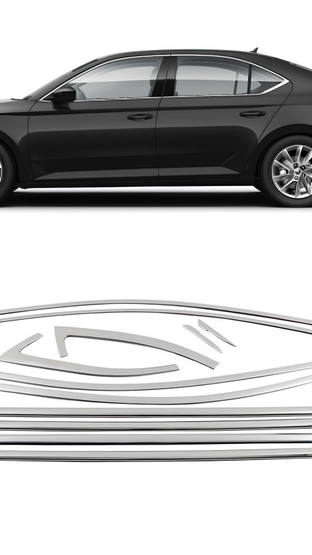 Skoda Super Uyumlu B8 Cam Çerçevesi 12 Parça Krom 2015 Ve Sonrası